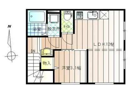 Y CUBE(1LDK/2階)の間取り写真