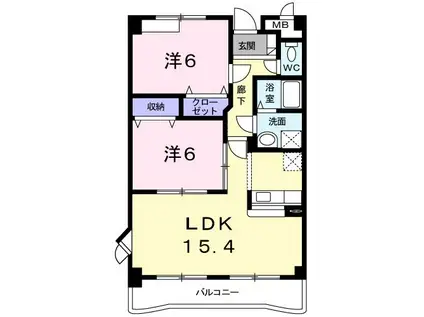 サンローレル(2LDK/2階)の間取り写真