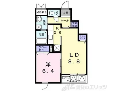 ヴォワ ラクテ サウス(1LDK/3階)の間取り写真