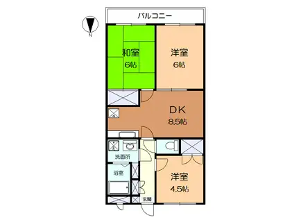 イーストフィールドおおさわ(3DK/2階)の間取り写真