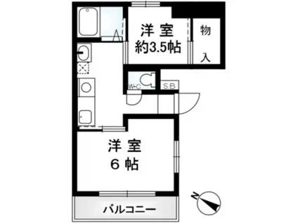 森川ビル(2K/2階)の間取り写真