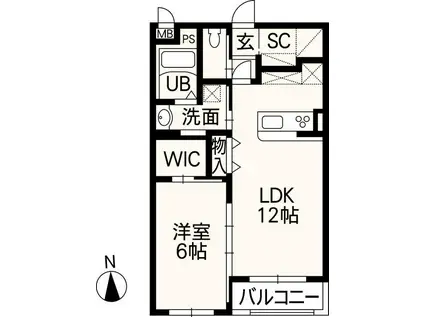 ホワイトステージ・熊本西(1LDK/2階)の間取り写真