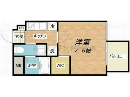 セレニテ上町台(1K/5階)の間取り写真