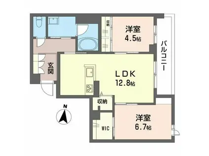 グリシーナ(2LDK/1階)の間取り写真