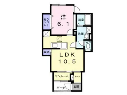 マーレ長崎(1LDK/1階)の間取り写真