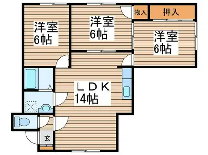 ファミリーハイツ北19条(3LDK/2階)の間取り写真