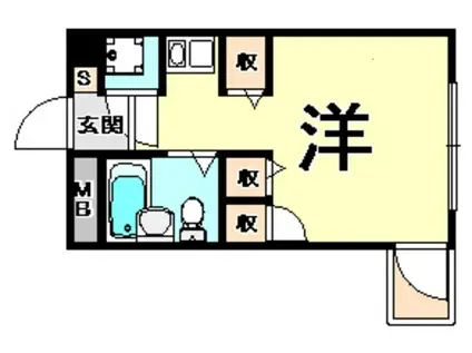 キューブ武庫川VI(ワンルーム/1階)の間取り写真