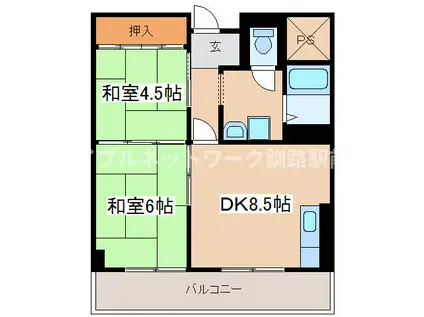 リバーサイドKITAHARA(2DK/3階)の間取り写真