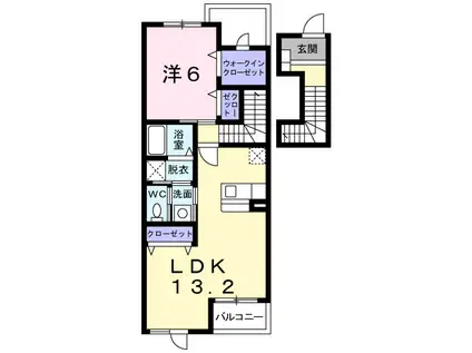 フィオーレ・ヴィラ(1LDK/2階)の間取り写真