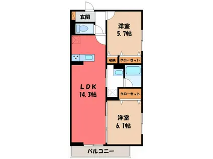 D-ROOM 古市町(2LDK/1階)の間取り写真