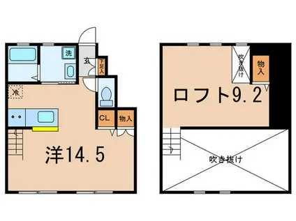 HKM51(ワンルーム/1階)の間取り写真