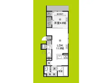 D-RESIDENCE蛍池西町(1LDK/2階)の間取り写真