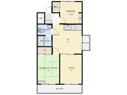 ファーレ岸の上(3DK/3階)の間取り写真