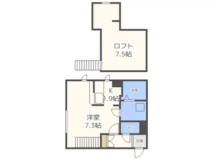PRIMA GEMMA壱番(1K/1階)の間取り写真