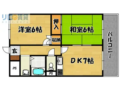 フローライト豊里I(2DK/4階)の間取り写真