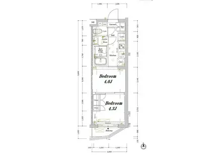アークマーク中野坂上(2K/4階)の間取り写真