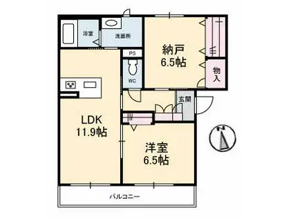 ラ・グラースN(1SLDK/3階)の間取り写真