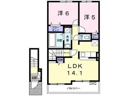 クールス(2LDK/2階)の間取り写真