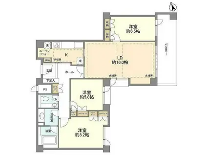 プレステージ浜田山(3LDK/2階)の間取り写真