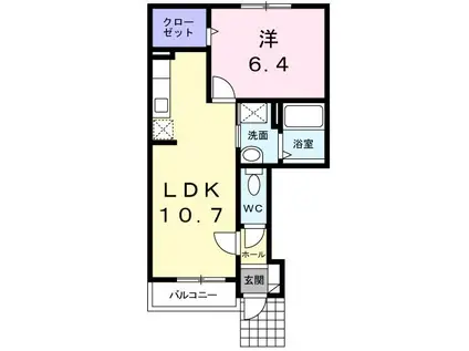 MJスクエア(1LDK/1階)の間取り写真