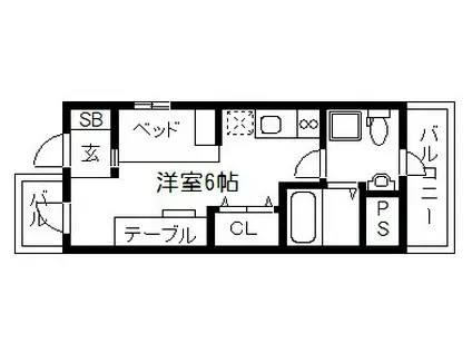 デトムワン北山レディース(ワンルーム/4階)の間取り写真
