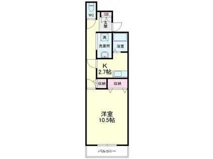 ゆず板屋(1K/3階)の間取り写真