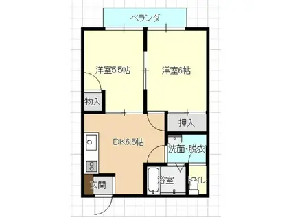 ニューシティナカムラB(2DK/2階)の間取り写真