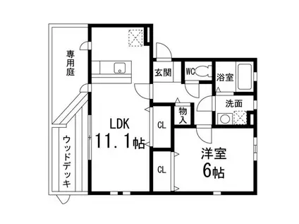 コンフォート・ルピナス(1LDK/1階)の間取り写真