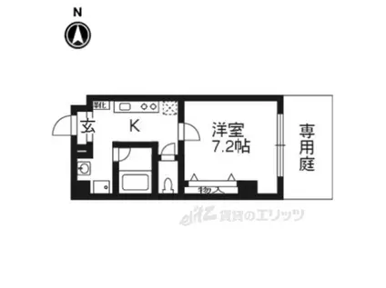 ノース SIDE 1 東館(1K/1階)の間取り写真