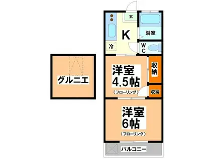 サンエム五番館(2K/2階)の間取り写真