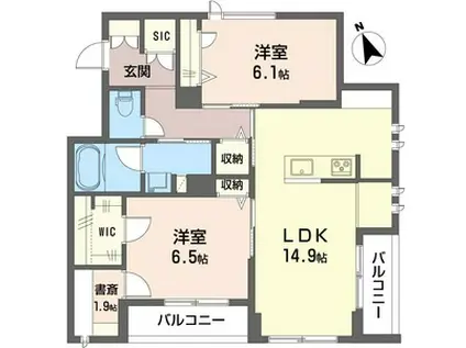 グランシエル(2LDK/3階)の間取り写真
