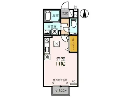 エザンスTH(ワンルーム/1階)の間取り写真