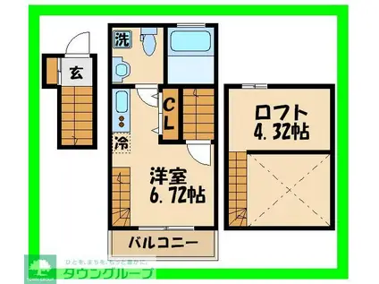 フレクション千歳船橋(ワンルーム/2階)の間取り写真
