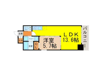 LAVITA IZUMI(1LDK/6階)の間取り写真