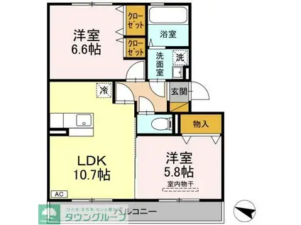 ボヌールおおたかの森I(2LDK/3階)の間取り写真