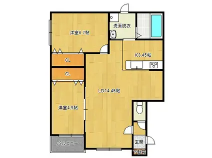 CIELO(2LDK/2階)の間取り写真