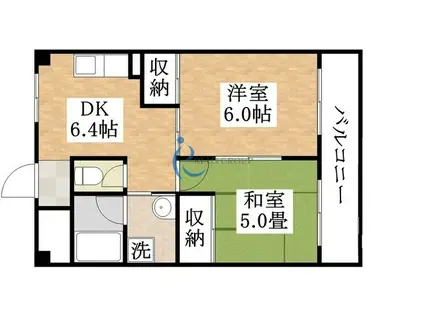 メゾンムーラン(2DK/5階)の間取り写真