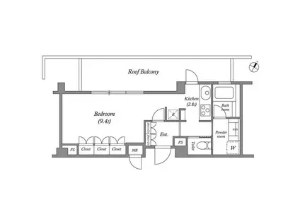 プラチナコート広尾(1K/4階)の間取り写真