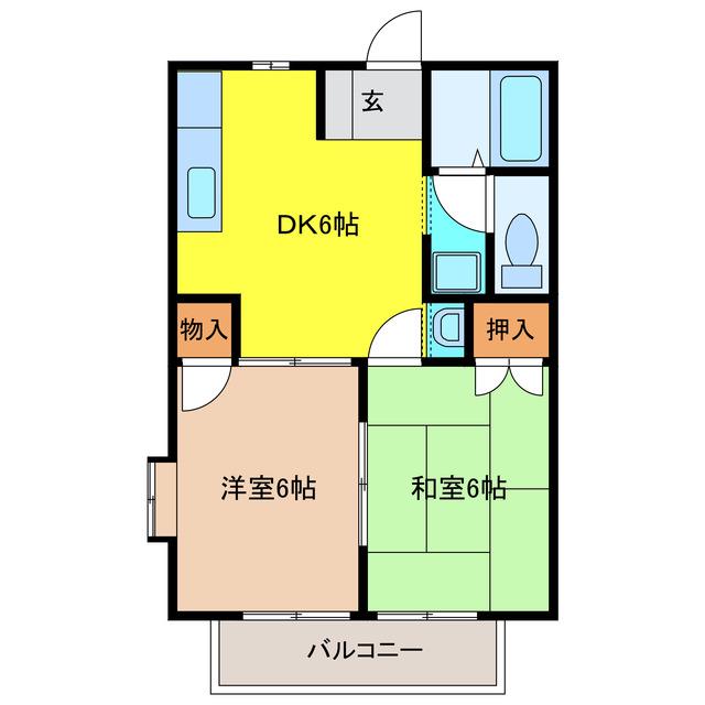 グリーンパーク上坂(2DK/1階)の間取り写真
