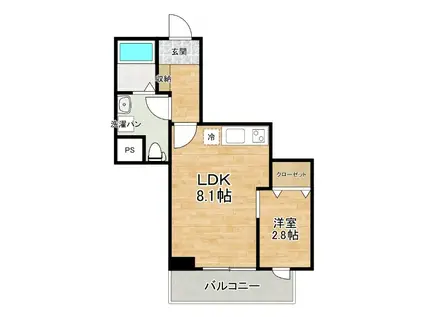 CRESCENT 台原(1LDK/1階)の間取り写真