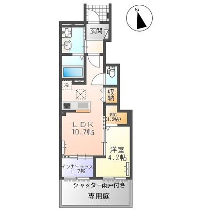 桜テラス(1LDK/1階)の間取り写真