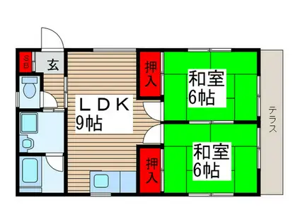 サンハイツ(2LDK/1階)の間取り写真