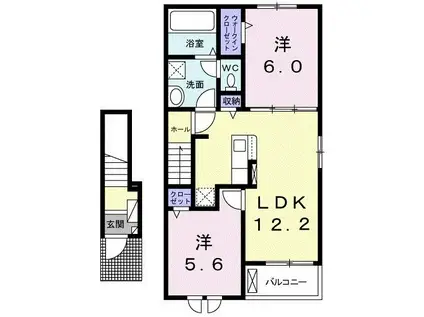 コーラル さくら(2LDK/2階)の間取り写真
