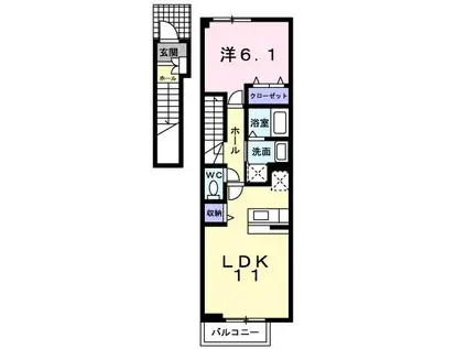 エレガンテ・II(1LDK/2階)の間取り写真