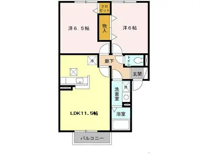 グランディール(2LDK/1階)の間取り写真