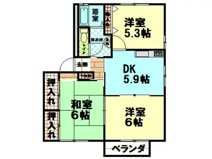 フレグランス富の原(3DK/2階)の間取り写真