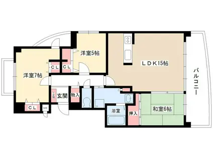グランドール雅(3LDK/6階)の間取り写真
