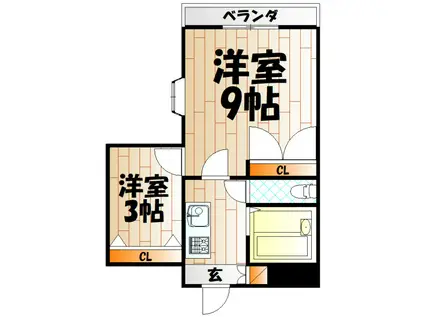 ウインズ浅香II(2K/2階)の間取り写真