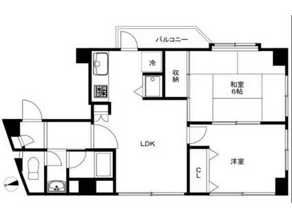 クロスポイント三軒茶屋(2LDK/4階)の間取り写真