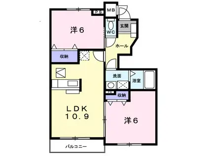 サニーセレノA(2LDK/1階)の間取り写真